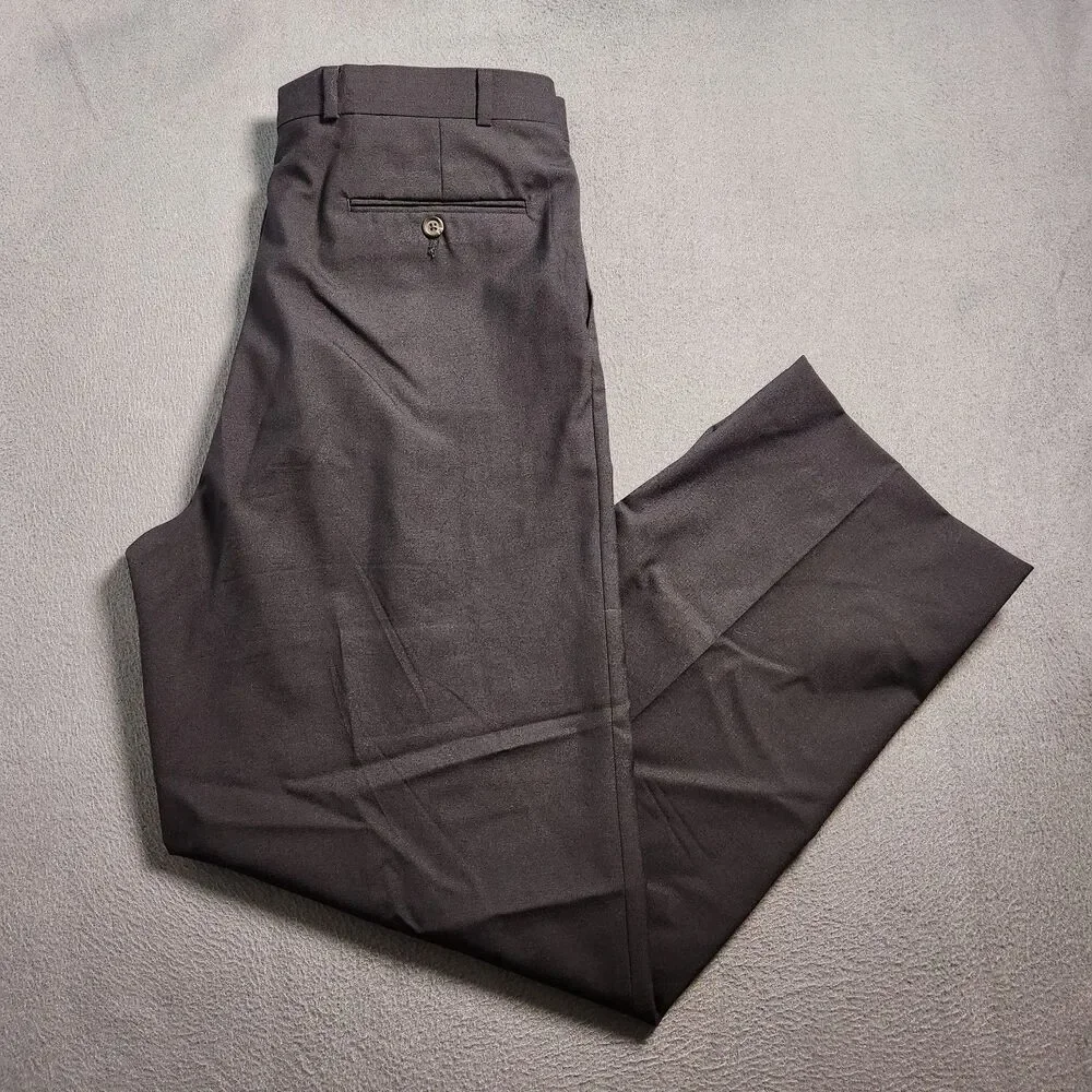 Lauren Ralph Lauren Dress Pants Men 36X34(31.5) Navy Flat Front Super 100's Wool